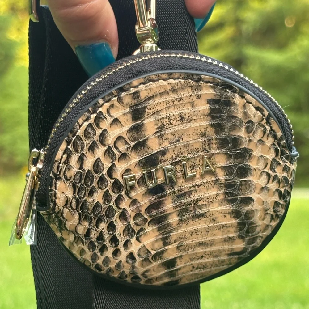 Furla Snakeskin Crossbody with Coin Pouch - Modern Luxe Statement NWT - Picture 12 of 15